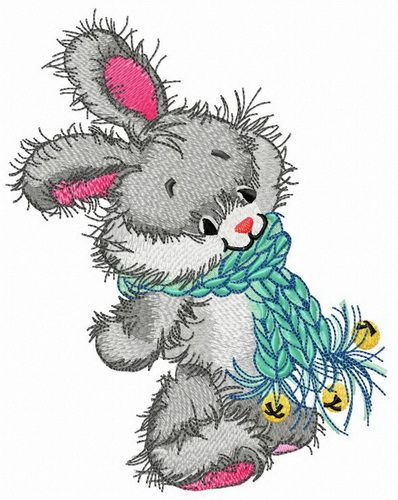 Stylish scarf with bells for bunny machine embroidery design
