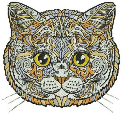 Mosaic cat 10 machine embroidery design
