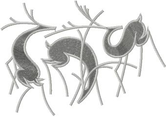 Three deer machine embroidery design