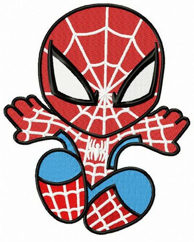Chibi Spiderman attacks machine embroidery design