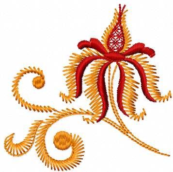 Orange and red flower free embroidery design