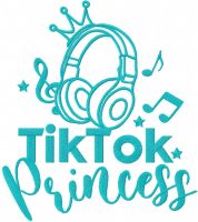 Tik tok princess one colored embroidery design