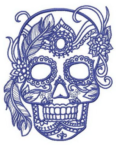 Skull of aristocrat machine embroidery design
