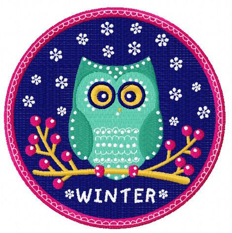 Winter owl machine embroidery design