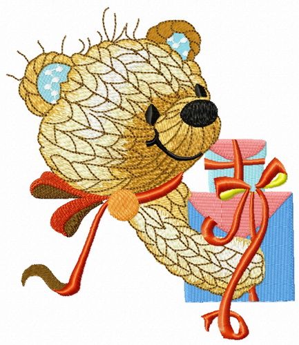 Knitted bear machine embroidery design