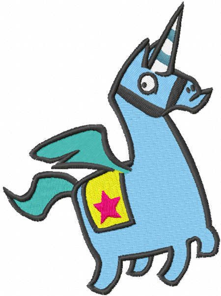 Fortnite llama unicorn embroidery design