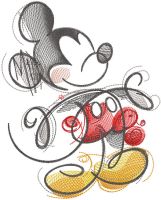 Mickey color drawings embroidery design
