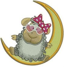 Glamorous sheep on the Moon embroidery design