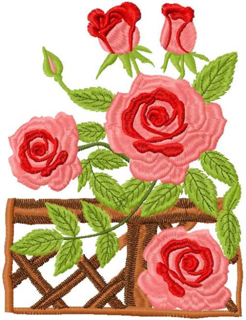 Rose in garden free embroidery design