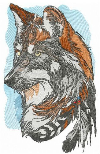 Attentive fox machine embroidery design