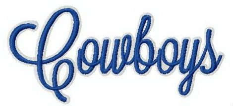 Cowboys wordmark logo machine embroidery design
