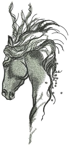 Pensive horse machine embroidery design