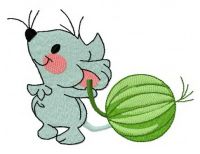 Mouse with gooseberry embroidery design