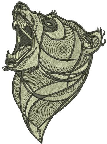 Bear roars machine embroidery design