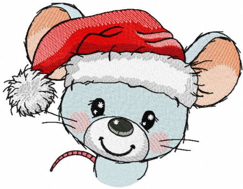 Little mouse with santa hat embroidery design