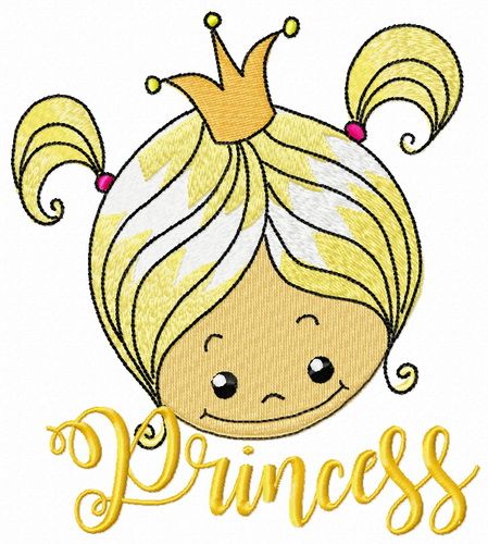 Cute princess face machine  embroidery design