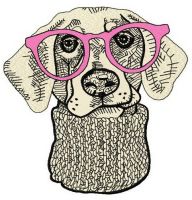 Hipster dog 3 embroidery design
