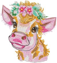 Country Love Cow A Rustic Floral Headdress embroidery design