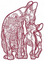 Cat and kitty cat sphynx 3 embroidery design