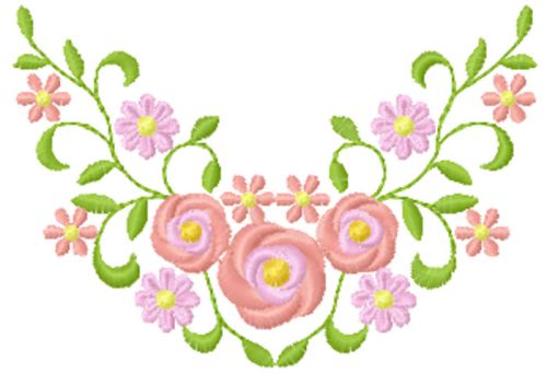 Rose collar free embroidery design