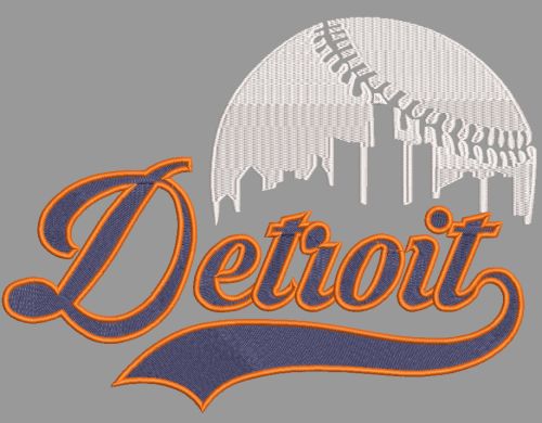 Detroit Tigers baseball logo embroidery design