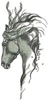 Pensive horse embroidery design