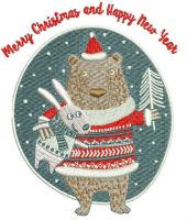 Bear and bunny embroidery design