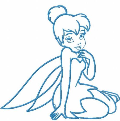 Blue tinkerbell embroidery design