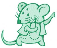Tiny mouse with flower 2 embroidery design