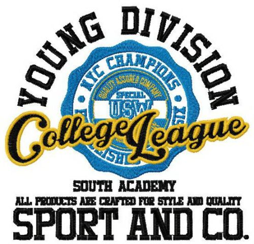 College league logo machine embroidery design