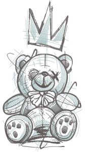 Crazy king teddy bear embroidery design