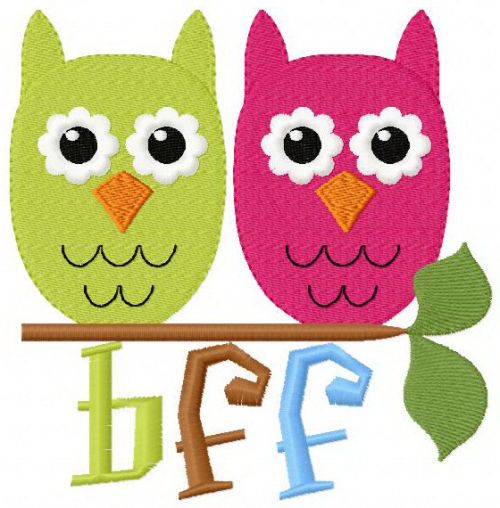 Funny owls machine embroidery design