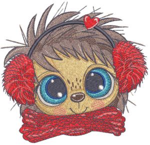 Loving winter hedgehog embroidery design