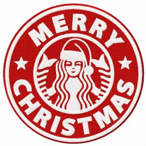Merry Christmas Starbucks embroidery design