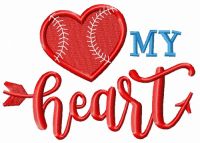 My baseball heart embroidery design