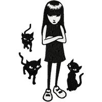 Emily the Strange with Cats  embroidery design