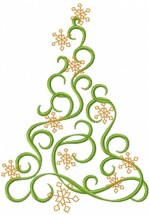 Modern Christmas tree free machine embroidery design 9