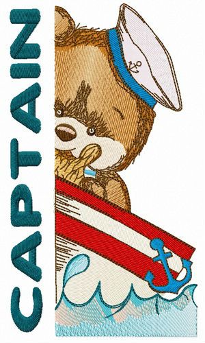 Bear the captain machine embroidery design 