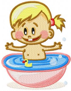 Baby merry swimming embroidery design