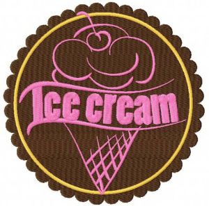 Ice cream badge embroidery design
