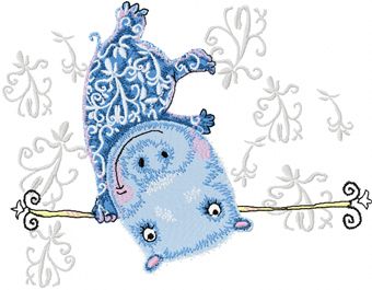 Hippo's Funny Time machine embroidery design