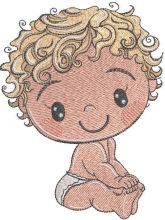 Cheerful curly baby embroidery design