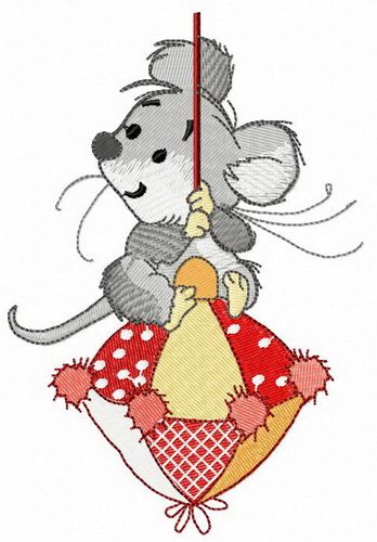 Mouse on Christmas toy machine embroidery design