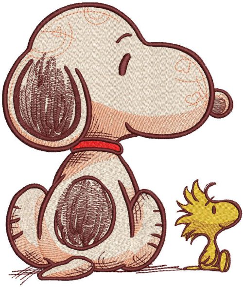 Snoopy Woodstock are friends forever embroidery design