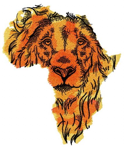 African lion machine embroidery design