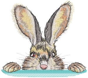 Hiding bunny embroidery design
