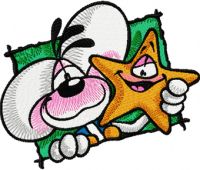 Diddl and sea star embroidery design