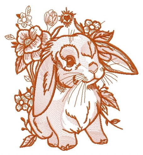 Lop-eared bunny 8 machine embroidery design