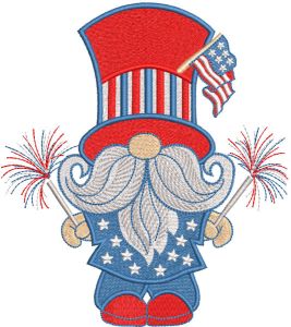 4th of July Gnome Patriotic embroidery design