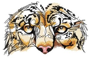 Snow leopard muzzle embroidery design